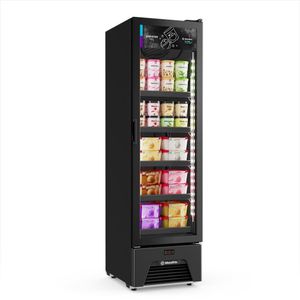 Freezer Vertical Sorvetes Frost Free -18 A -22ºC Slim Inverter 204/337l VF28 All Black 220V