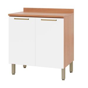 Balcão 80cm Sálvia 2 Portas Com Tampo 908101 Telasul Branco E Freijó