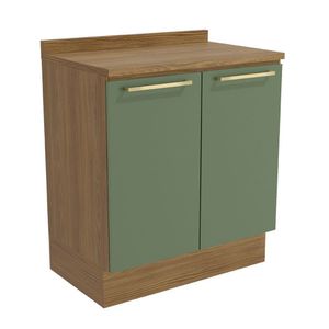 Balcão Com Tampo 80cm Botanic 2 Portas Kappesberg Nogueira E Verde Oliva