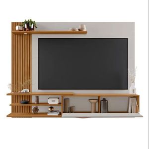 Painel Nt1355 182cm Com Lateral Em Ripado Notável Off White Com Freijo Trend
