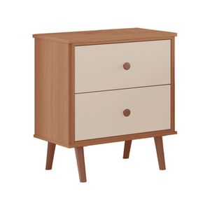 Mesa De Cabeceira Monza 2 Gavetas Em Mdf Com Pés Tuboarte Freijo Com Off White