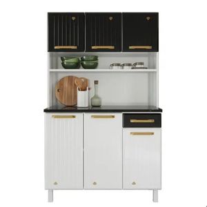 Kit Triplo Diamante New Smart 6 Portas 1 Gaveta Telasul Branco Com Preto