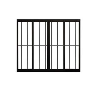 Janela 4 Folhas De Correr C/ Grade 1.00 X 2.00 Alumínio Preto Linha Modular - Hale