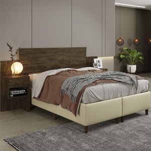 Cabeceira Master Quarto Casal E Queen Com Mesa De Cabeceira Imbuia