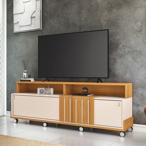 Rack Bancada Graci Para Tv Até 70 Polegadas Com Rodizios Cinamomo/off White