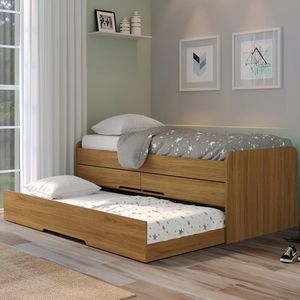 Cama Bicama Quarto Solteiro Juliette Com Auxiliar E Gavetas Camaru