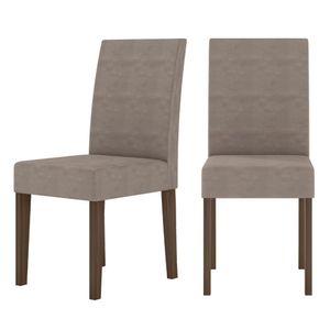 Kit De 2 Cadeiras Josi Com Tecido Em Suede Amendoa/capuccino