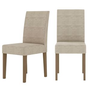 Kit De 2 Cadeiras Josi Com Tecido Em Suede Carvalho/fendi