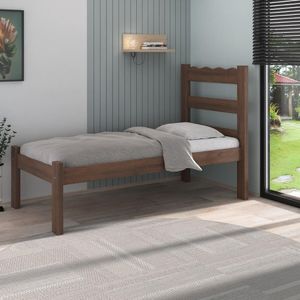 Cama De Solteiro Madeira Maciça Com Colchão Incluso Multimóveis Imbuia