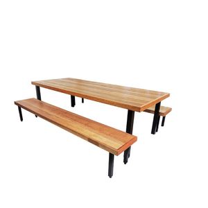 Jogo Mesa E 2 Bancos Industrial Dallas 1,80m Ferragem Preta