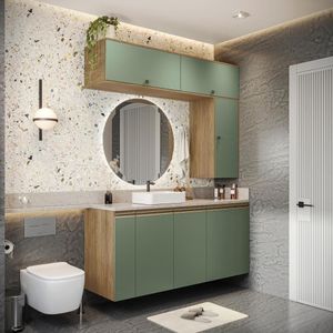 Conjunto Para Banheiro Kappesberg Celeste 7 Peças Nogueira/verde 160cm