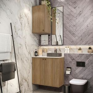 Conjunto Para Banheiro Com Aéreo Kappesberg Celeste 2 Peças Nogueria 80cm