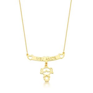Colar Filhos Meus Amores Banhados A Ouro 18k - Menina