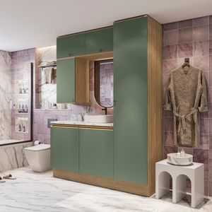 Conjunto Para Banheiro Kappesberg Celeste 6 Peças Nogueira/verde 170cm