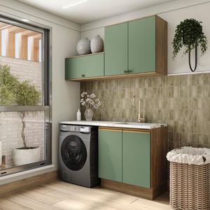 Lavanderia Modulada Kappesberg Celeste 3 Peças Nogueira/verde 160cm