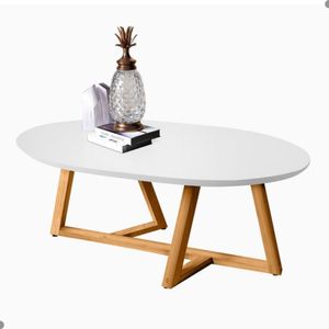 Mesa Oval De Centro Para Sala Miami Branco