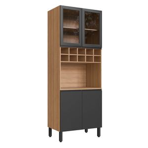 Paneleiro 4 Portas 1 Nicho Para Forno E Adega Quiditá Montana/grafite/vidro