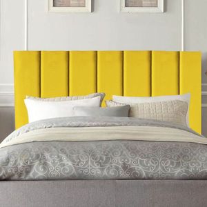 Cabeceira Estofada Cama Solteiro 100 Cm Maya Suede E Frame Cor:amarelo
