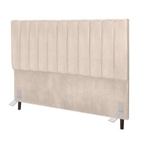 Cabeceira Estofada De Cama Casal 140 Cm Sara Veludo E Frame Cor:bege
