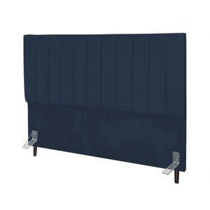 Cabeceira Estofada Cama Solteiro 90 Cm Sara Veludo E Frame Cor:azul Marinho