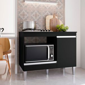 Balcão Para Cooktop Carla 1 Porta Preto - Ajl Móveis Preto