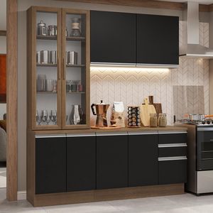 Armário De Cozinha Completa 190cm Glamy Madesa Rustic Preto