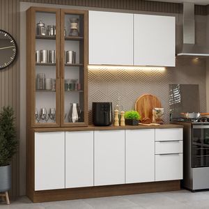 Armário De Cozinha Completa 190cm Stella Madesa Rustic Branco