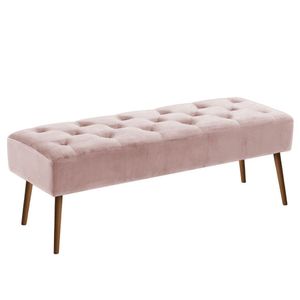 Banco Estofado Rubi 1,60m Suede Rosa Bebe - Clique Decorações