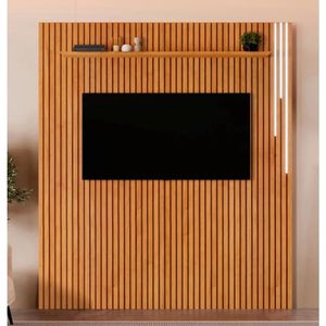 Painel Ripado Paris 217cm X 228 Cm Com Led E Prateleira Naturalle - Mavaular