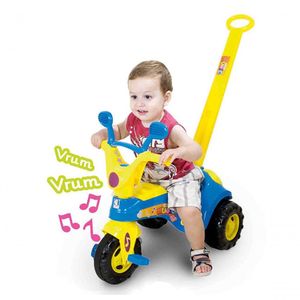Triciclo Infantil Baby Music Com Haste E Som Azul Cotiplás