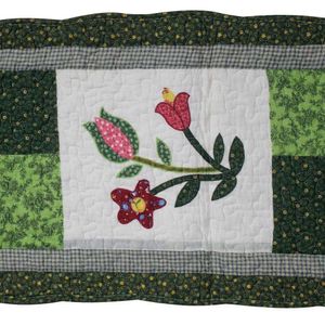 Tapete Patchwork Verde Cozinha Quarto Flores Coloridas 100% Algodão 2,40m X 41cm