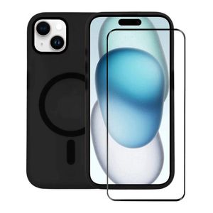 Kit Capa Magsafe Pro Preta E Pelicula Ultra Glass Para Iphone 15 Plus - Gshield