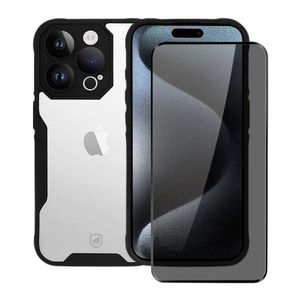 Kit Capa Dual Shock Sense E Pelicula Defender Pro Privacidade Para Iphone 15 Pro - Gshield