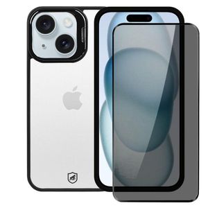 Kit Capa Gravity Preta E Pelicula Defender Pro Privacidade Para Iphone 15 Plus - Gshield
