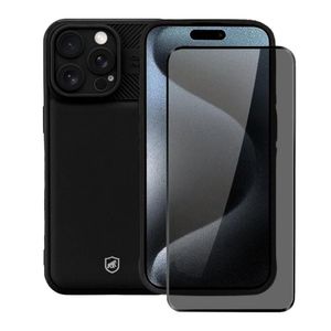 Kit Capa Symetric Preta E Película Defender Pro Privacidade Para Iphone 15 Pro - Gshield