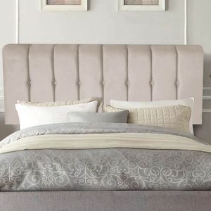 Painel Estofada Kiara 160cm Queen Size Box Quarto Corino Bege - Gat Magazine