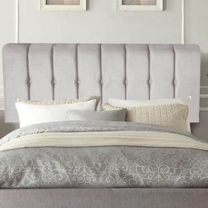 Painel Estofada Kiara 90cm Solteiro Box Quarto Suede Cinza Claro - Gat Magazine