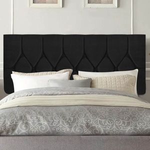 Painel Estofada Istambul Botão Capitonê 140cm Casal Para Cama Box Quarto Corino Preto - Gat Magazine
