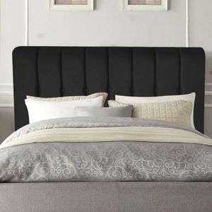 Cabeceira Estofada Kiara 195cm King Size Box Quarto Suede Preto - Gat Magazine
