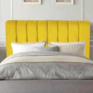 Cabeceira Estofada Kiara 160cm Queen Size Box Quarto Corino Amarelo - Gat Magazine