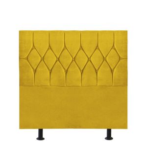 Cabeceira Estofada Istambul Capitonê 90cm Solteiro Box Quarto Suede Amarelo - Gat Magazine