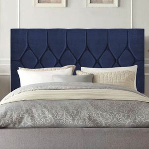 Cabeceira Estofada Istambul Capitonê 195cm King Size Box Quarto Suede Azul Marinho - Gat Magazine