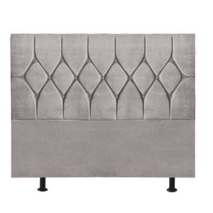 Cabeceira Estofada Istambul Capitonê 140cm Casal Box Quarto Suede Cinza Claro - Gat Magazine