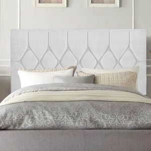 Cabeceira Estofada Istambul Capitonê 160cm Queen Size Box Quarto Suede Branco - Gat Magazine