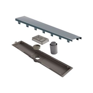 Ralo Linear Elleve Versatile 8924 50cm Saída Central Com Tampa Inox Inox 8924