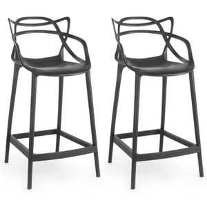 Kit 2 Banquetas Média Allegra 66cm Design Cozinha/bancada - Preto