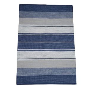 Tapete Indiano Kilim Basar Dupla Face Azul 1,00x1,40m
