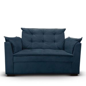 Sofá 2 Lugares Para Sala Moderno Confortável Aurora Suede Azul Marinho
