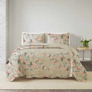 Kit Cobre Leito Queen Paris Patchwork + 2 Porta Travesseiros Jardim Rosado