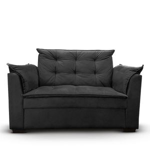 Sofá 2 Lugares Para Sala Moderno Confortável Aurora Suede Preto
